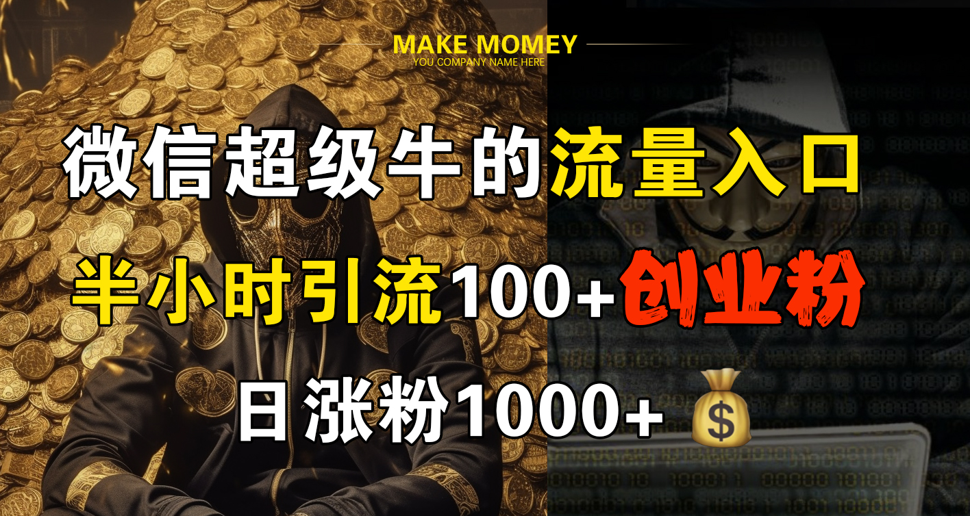 微信超级牛的流量入口，半小时引流100+创业粉，日涨粉1000+-易学副业