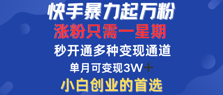 快手暴力起万粉，涨粉只需一星期！多种变现模式-易学副业