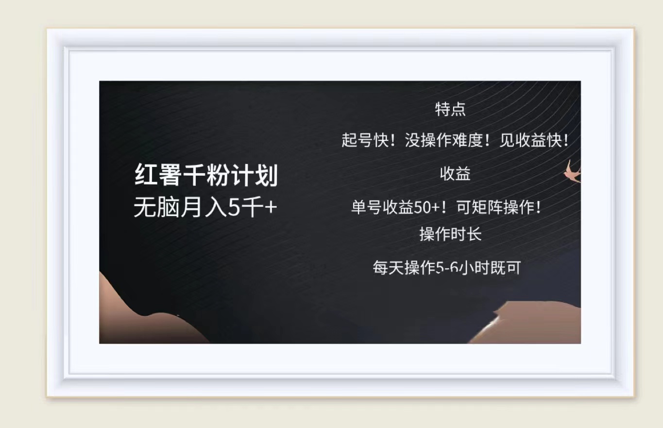 红薯千粉计划无脑月入5千➕！既做既赚！-易学副业