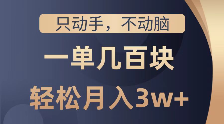只动手不动脑，一单几百块，轻松月入2w+，看完就能直接操作，详细教程-易学副业