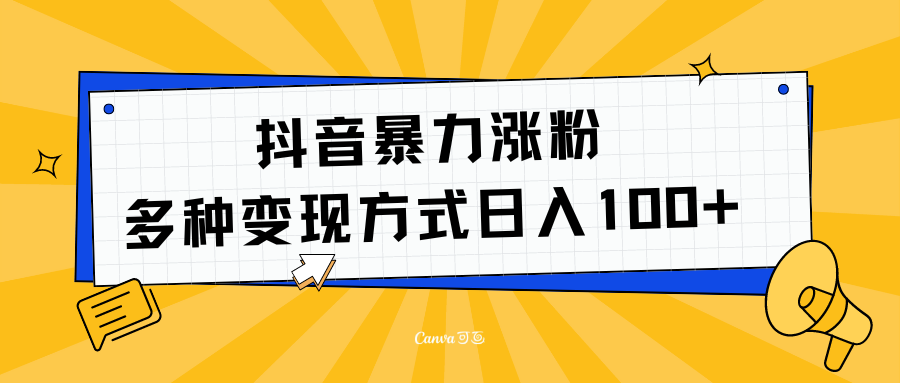 抖音暴力涨粉：多方式变现 日入100+-易学副业