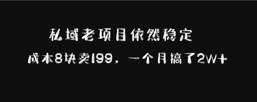 私域老项目依然稳定，成本8块卖199，一个月搞了2W+-易学副业