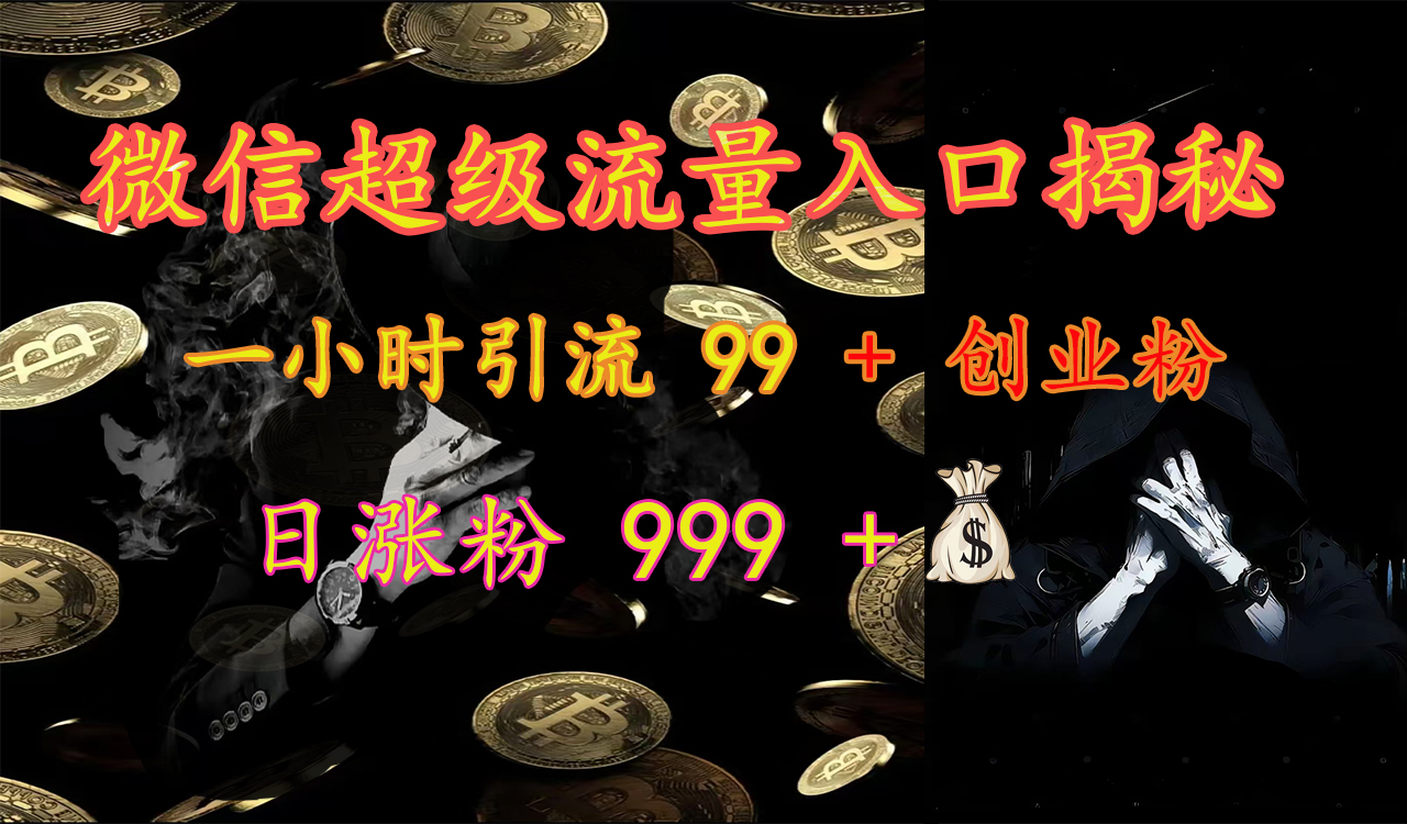 微信超级流量入口揭秘：一小时引流 99 + 创业粉，日涨粉 999 +【揭秘】-易学副业