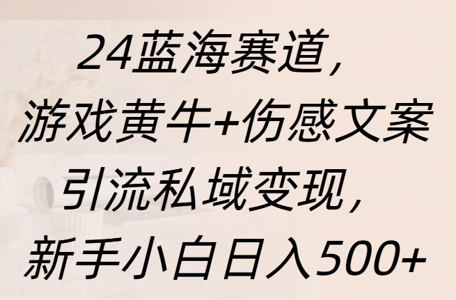 24蓝海赛道，游戏黄牛+伤感文案引流私域变现，新手日入500+-易学副业