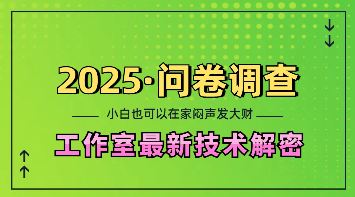 2025《问卷调查》最新工作室技术解密：一个人在家也可以闷声发大财，小白一天200+，可矩阵放大-易学副业