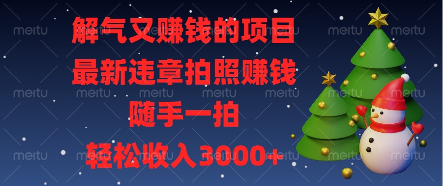 最新违章拍照赚钱，随手一拍，解气又赚钱的项目，轻松收入3000+-易学副业