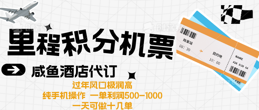 出行高峰来袭，里程积分/酒店代订高爆发期，一单300+—2000+-易学副业