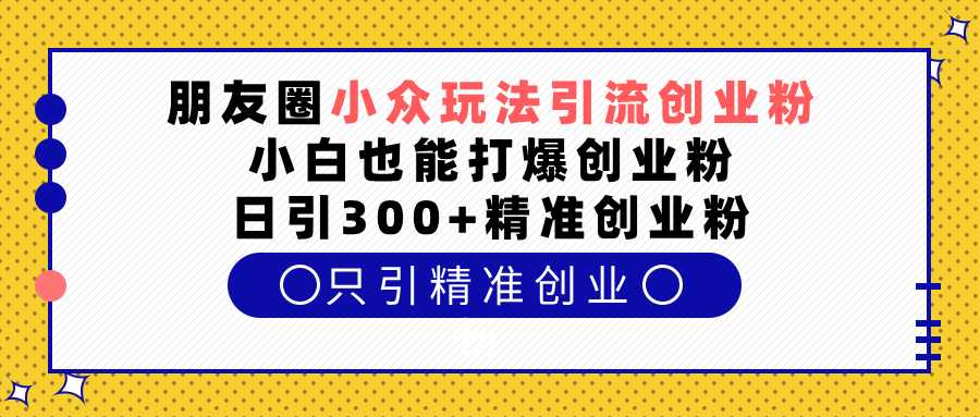 朋友圈小众玩法引流创业粉，小白也能打爆创业粉，日引300+精准创业粉-易学副业