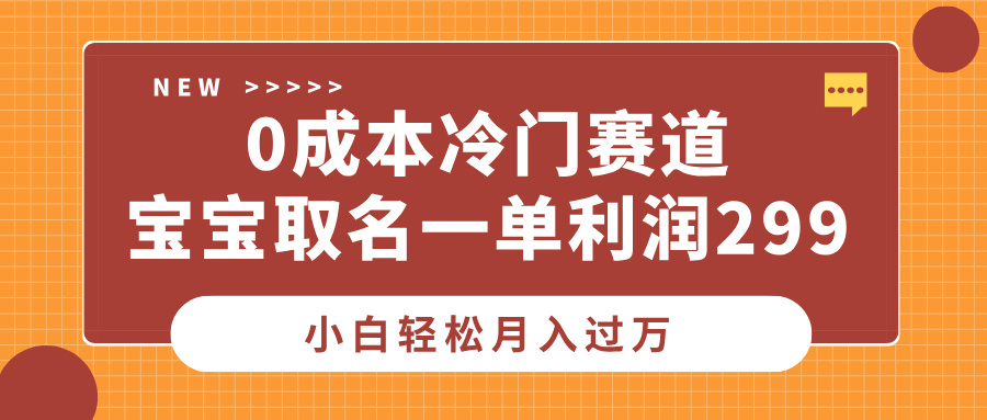 0成本冷门赛道，宝宝取名一单利润299，小白轻松月入过万-易学副业