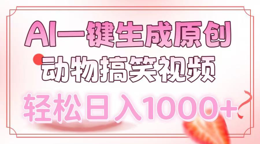 AI一键生成原创动物搞笑视频，轻松日入1000+-易学副业