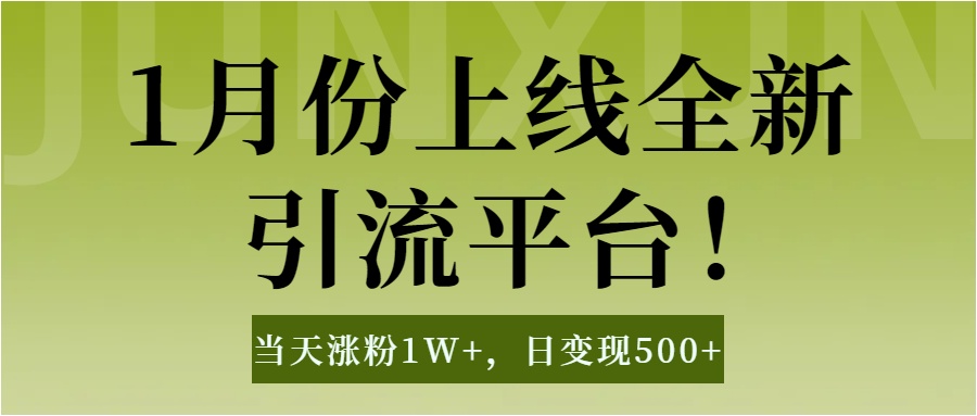 1月上线全新引流平台，当天涨粉1W+，日变现500+工具无脑涨粉，解放双手操作简单-易学副业
