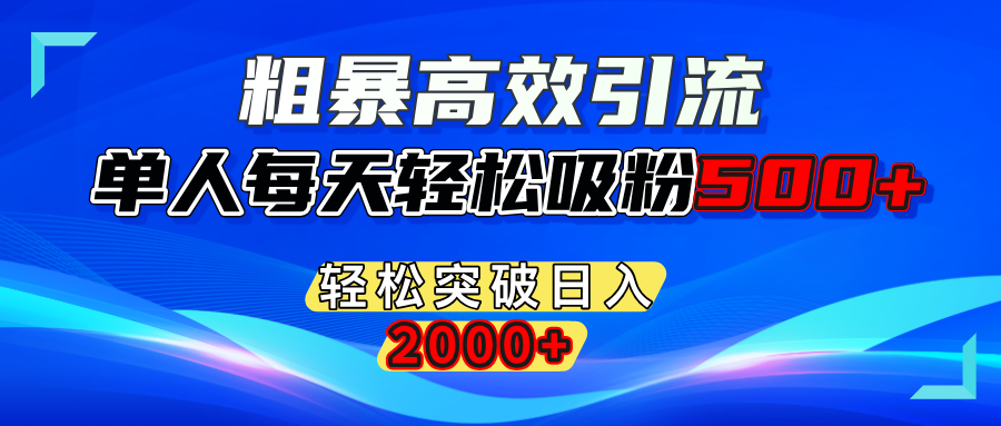 粗暴高效引流,单人每天轻松吸粉500+,轻松突破日入2000+-易学副业