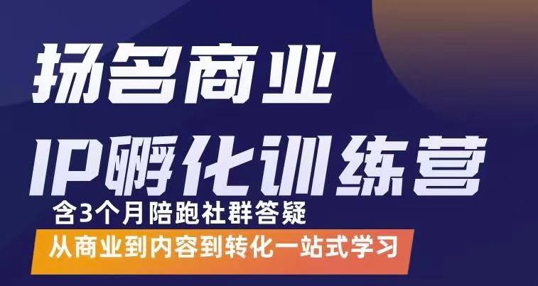 【副业项目3580期】商业IP孵化训练营：从商业到内容到转化一站式学 ，教你怎样打造商业ip-易学副业