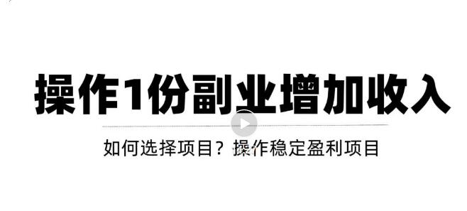【副业项目3695期】新手如何通过操作副业增加收入，从项目选择到玩法分享！【视频教程】-易学副业