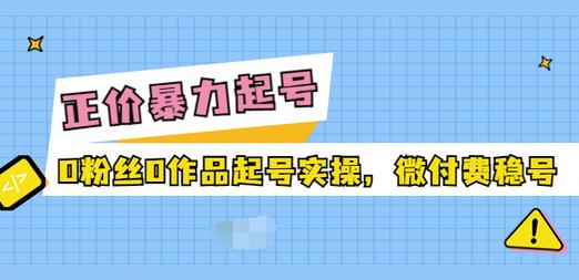 【副业项目3828期】抖音暴力起号实操课：抖音0粉丝0作品起号实操，0粉丝0作品直播-易学副业