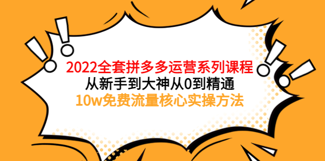 【副业项目4045期】2022全套拼多多运营课程：新手怎么做拼多多电商，10w免费流量核心实操方法-易学副业