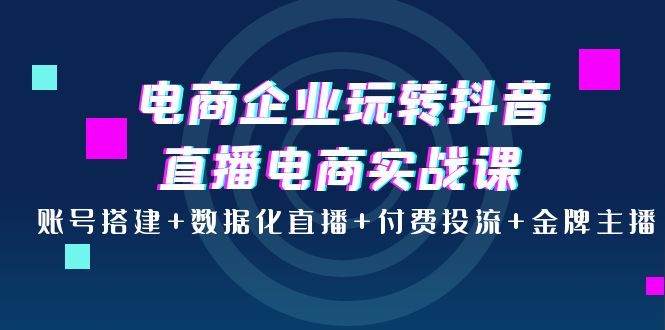 【副业项目4147期】电商企业玩转抖音直播电商实战课：账号搭建+数据化直播+付费投流+金牌主播-易学副业