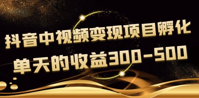 【副业项目4157期】黄岛主《抖音中视频变现项目孵化》单天的收益300-500 操作简单粗暴-易学副业