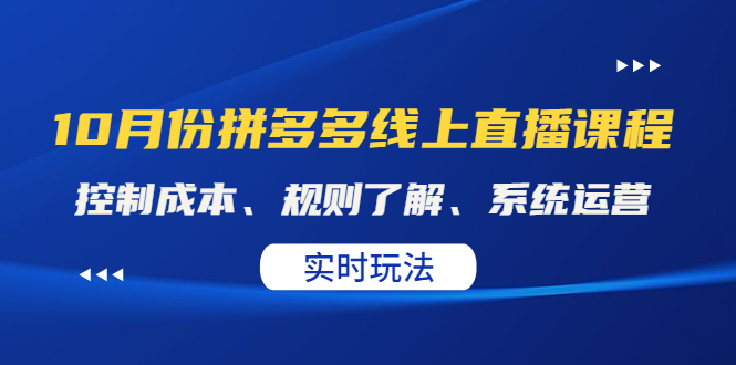 【副业项目4438期】某收费10月份拼多多线上直播课： 控制成本、规则了解、系统运营，实时玩法-易学副业