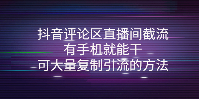 【副业项目4380期】抖音评论区直播间截流，有手机就能干，可大量复制引流的方法-易学副业