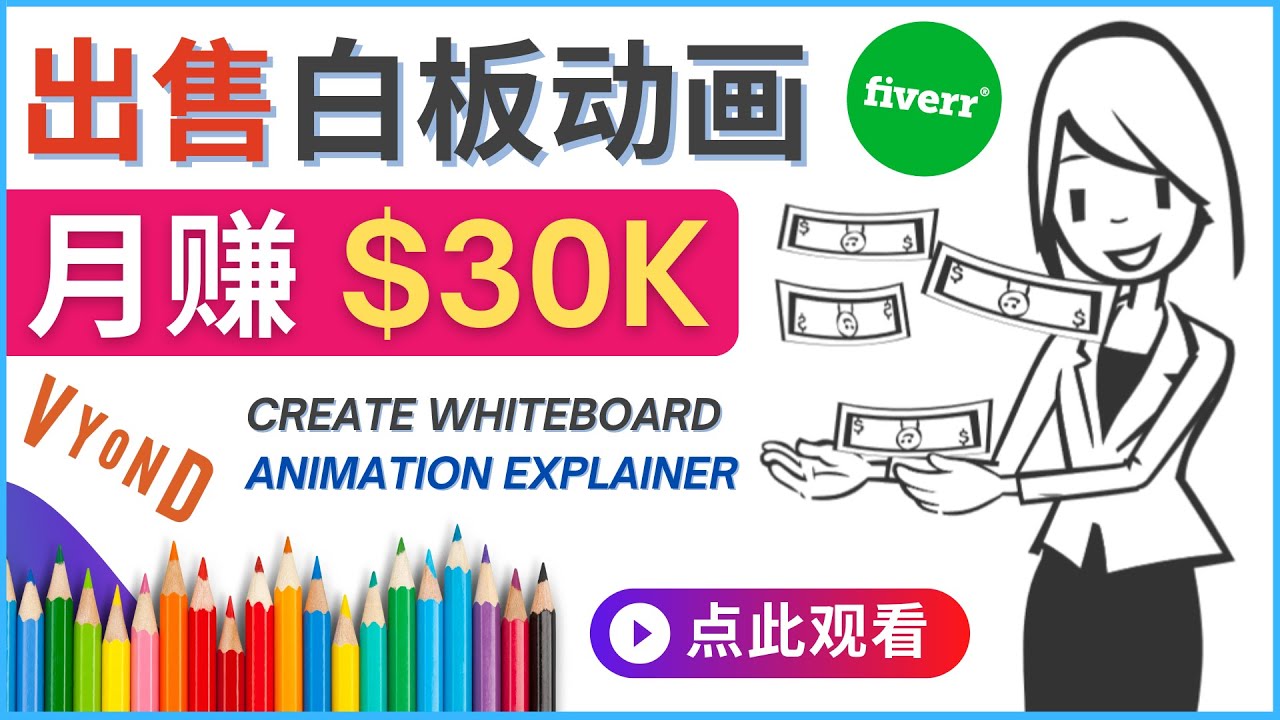 【副业项目4579期】如何用最简单制作白板动画（WhiteBoard Animation）月赚3万美元-易学副业