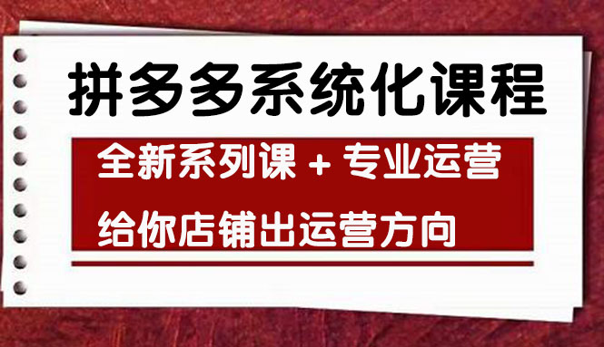 【副业项目4542期】车神陪跑，拼多多系统化课程，全新系列课+专业运营给你店铺出运营方向-易学副业