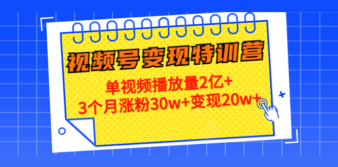 【副业项目4713期】20天视频号变现特训营：单视频播放量2亿+3个月涨粉30w+变现20w+-易学副业