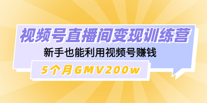 【副业项目4723期】视频号直播间变现训练营：新手也能利用视频号赚钱，5个月GMV200w-易学副业