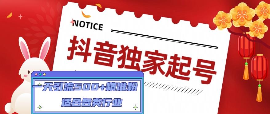 【副业项目5106期】抖音独家起号，一天引流500+精准粉，适合各类行业（9节视频课）-易学副业