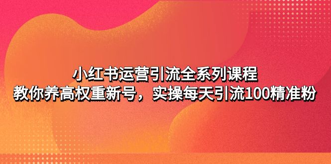 【副业项目5144期】小红书运营引流全系列课程：教你养高权重新号，实操每天引流100精准粉-易学副业