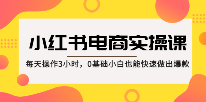 【副业项目5332期】小红书·电商实操课：每天操作3小时，0基础小白也能快速做出爆款-易学副业