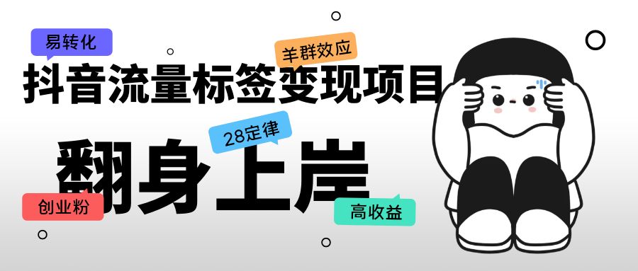 【副业项目5599期】抖音流量标签变现项目，抖音创业粉轻松转化，单价高收益简单-易学副业