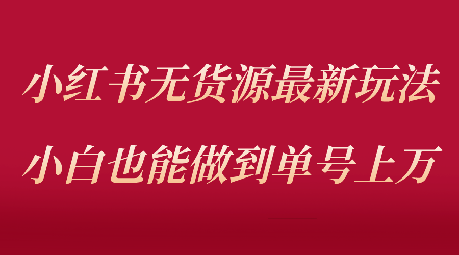 【副业项目5715期】小红书无货源最新螺旋起号玩法，电商小白也能做到单号上万（收费3980）-易学副业