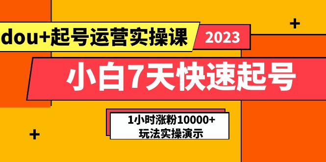 【副业项目5906期】小白7天快速起号：dou+起号运营实操课，实战1小时涨粉10000+玩法演示-易学副业