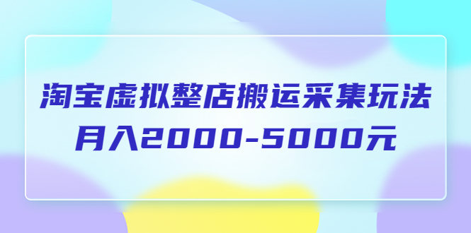 【副业项目5953期】淘宝虚拟整店搬运采集玩法分享课：月入2000-5000元（5节课）-易学副业