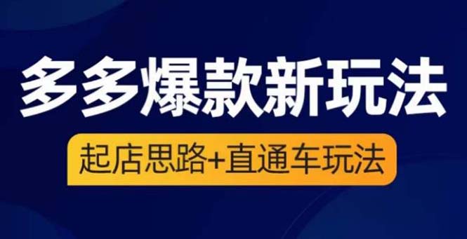 【副业项目6039期】2023拼多多爆款·新玩法：起店思路+直通车玩法（3节精华课）-易学副业