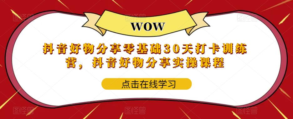 【副业项目6003期】抖音好物分享0基础30天-打卡特训营，抖音好物分享实操课程-易学副业