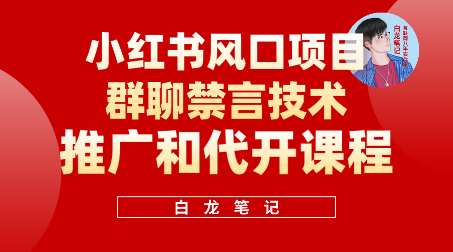 【副业项目5991期】小红书风口项目日入300+，小红书群聊禁言技术代开项目，适合新手操作-易学副业