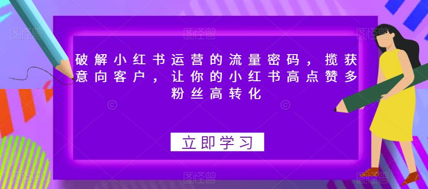【副业项目6608期】破解小红书运营的流量密码，揽获意向客户，让你的小红书高点赞多粉丝高转化-易学副业