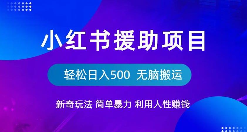 【副业项目6684期】小红书援助项目新奇玩法，简单暴力，无脑搬运轻松日入500【揭秘】-易学副业