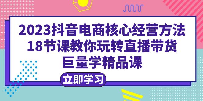 【副业项目6377期】2023抖音电商核心经营方法：18节课教你玩转直播带货，巨量学精品课-易学副业