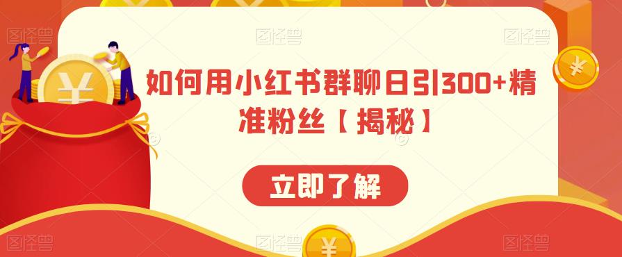 【副业项目6389期】如何用小红书群聊日引300+精准粉丝【揭秘】-易学副业
