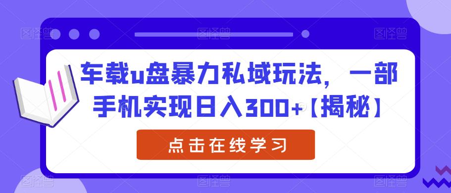 【副业项目6441期】车载u盘暴力私域玩法，一部手机实现日入300+【揭秘】-易学副业