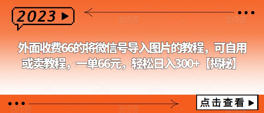 【副业项目6459期】外面收费66的将微信号导入图片的教程，可自用或卖教程，一单66元，轻松日入300+-易学副业