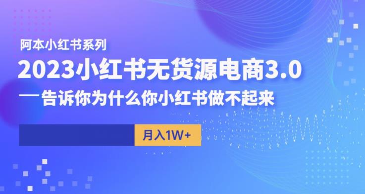 【副业项目6506期】阿本小红书无货源电商3.0，告诉你为什么你小红书做不起来-易学副业