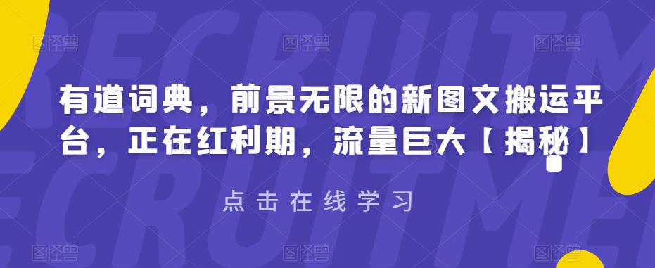 【副业项目6843期】有道词典，前景无限的新图文搬运平台，正在红利期，流量巨大【揭秘】-易学副业