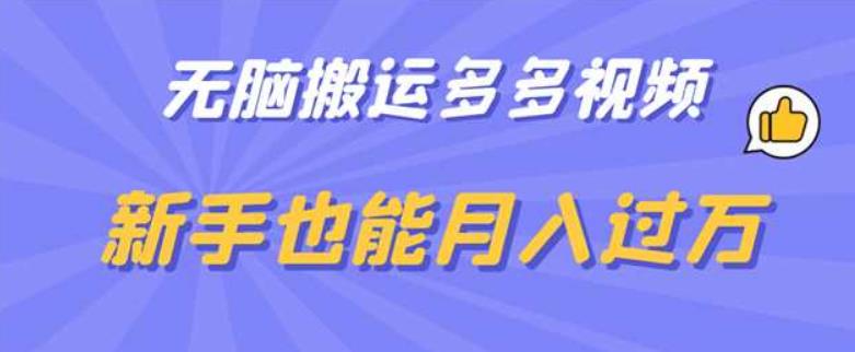 【副业项目6853期】无脑搬运多多视频，新手也能月入过万【揭秘】-易学副业