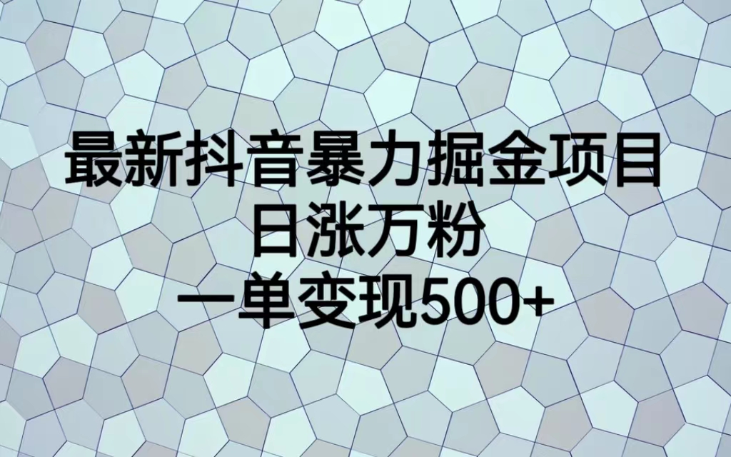 【副业项目6939期】最新抖音暴力掘金项目，日涨万粉，一单变现500+-易学副业