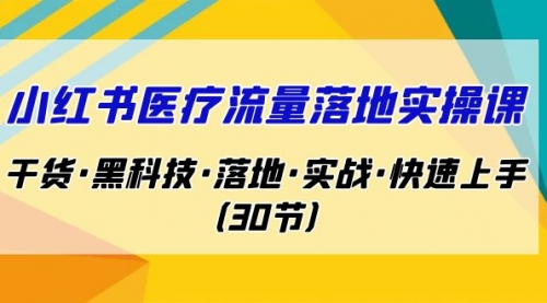 【副业项目7162期】小红书·医疗流量落地实操课,干货·黑科技·落地-易学副业
