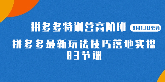 【副业项目7470期】2023拼多多·特训营高阶班【9月13日更新】拼多多最新玩法技巧落地实操-83节-易学副业